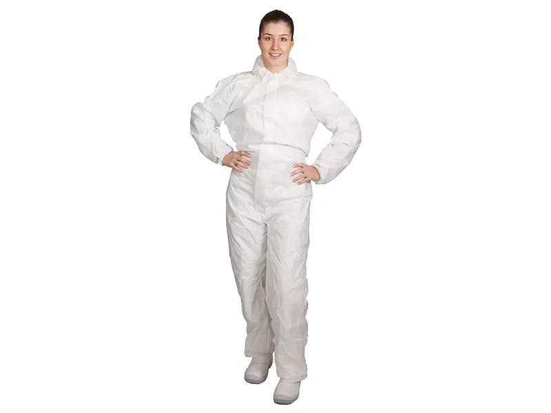 Disposable anti-static coverall with collar Hycare white size 2XL