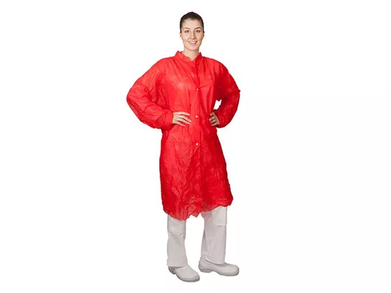 Blouse de visiteur jetable Hycare, fermeture à pression, polypropylène non tissé, rouge, taille XL