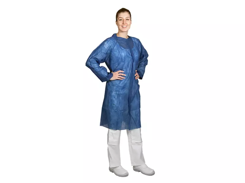 Blouse de visiteur jetable Hycare avec fermeture Velcro, en polypropylène non tissé, bleue, taille L
