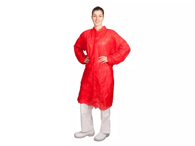 Hycare disposable visitor coat with Velcro fastening non-woven polypropylene red size 2XL