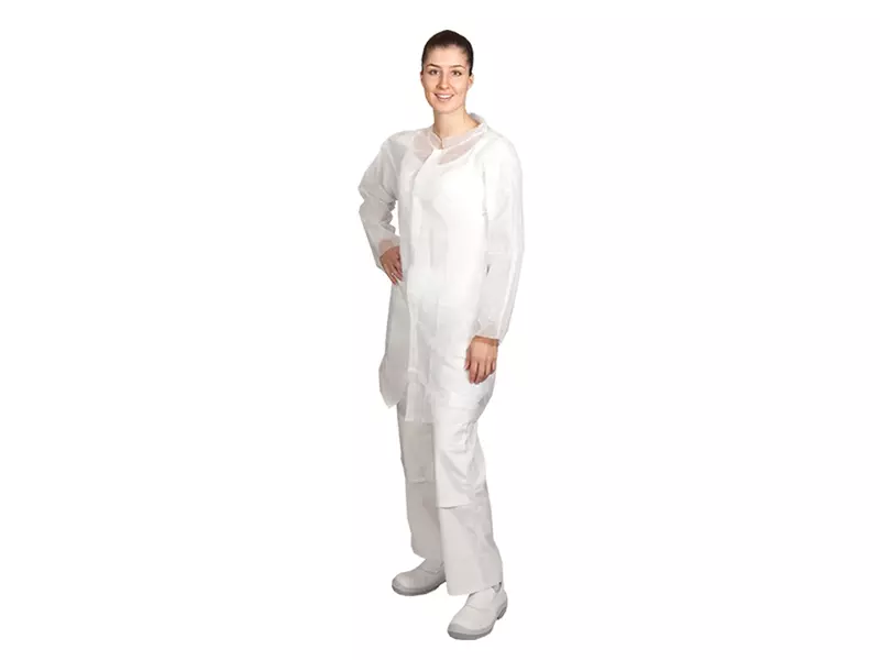 Hycare disposable visitor coat with Velcro fastening, non-woven polypropylene, white, size 2XL