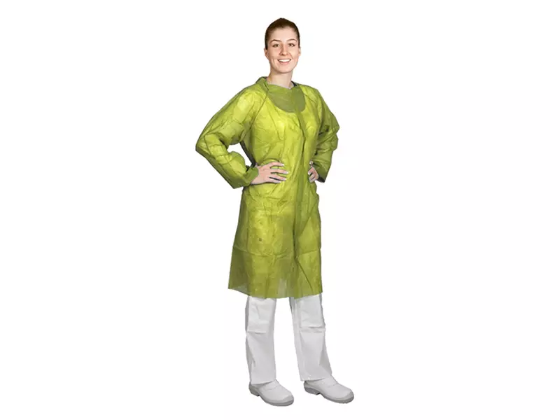 Hycare disposable visitor coat with Velcro fastening, non-woven polypropylene, yellow, size 2XL