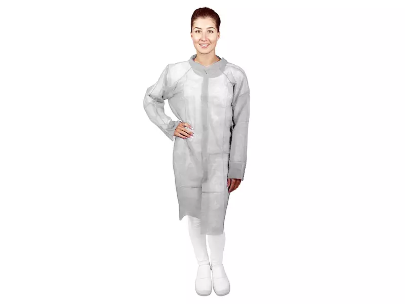 Blouse de visiteur jetable Hycare basique avec fermeture Velcro, en polypropylène non tissé blanc, taille 3XL