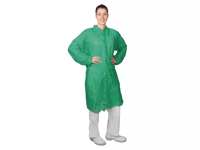 Blouse jetable pour visiteur Hycare, basique, fermeture à pression, en polypropylène non tissé vert, taille 2XL