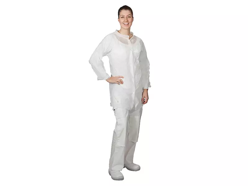 Hycare disposable bezoekersjas basic drukknopen non-woven polypropyleen wit maat 2XL