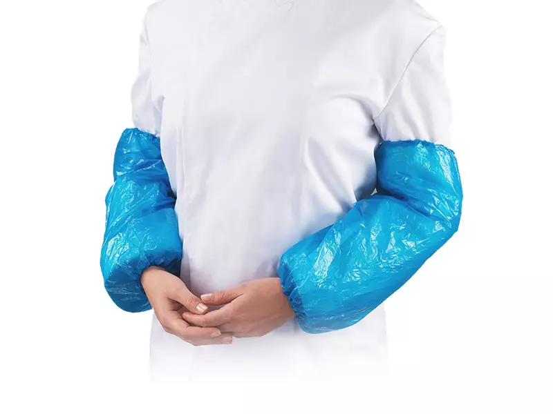 Hycare disposable overmouw handgemaakt 20 mu polyethyleen 40x20 cm blauw
