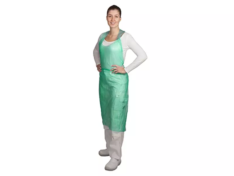 Tablier jetable Hycare, bloc de polyéthylène déchirable vert 20 µm