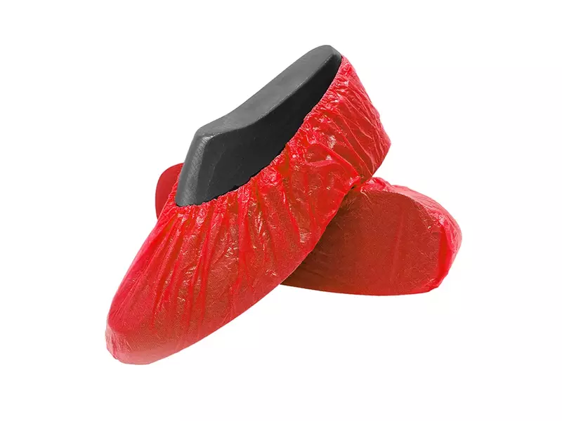 Surchaussures jetables Hycare à surface rugueuse, 75 µm, polyéthylène rouge