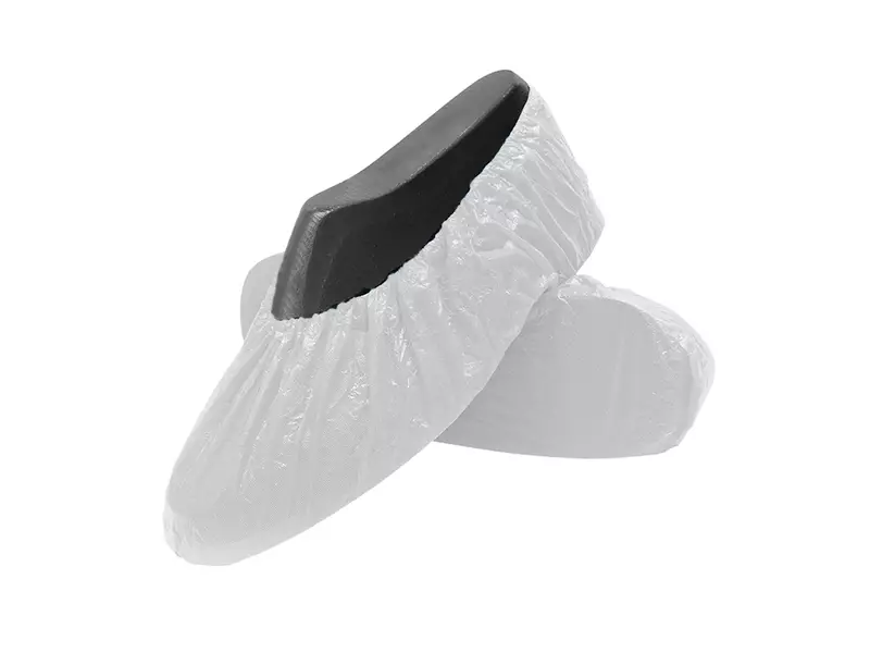 Surchaussures jetables Hycare à surface rugueuse, 75 µm, polyéthylène blanc