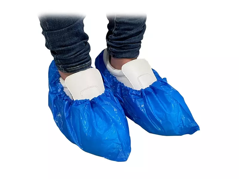 Hycare disposable overschoen met antislip zool CPE 41 x 17 cm blauw