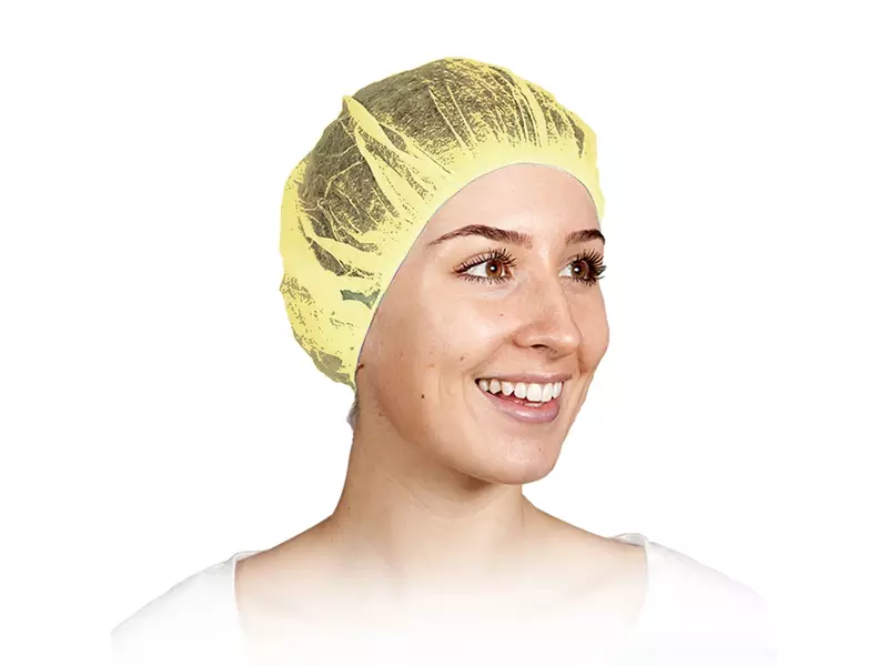 Hycare disposable haarnet roundcap 53 cm non-woven polypropyleen geel
