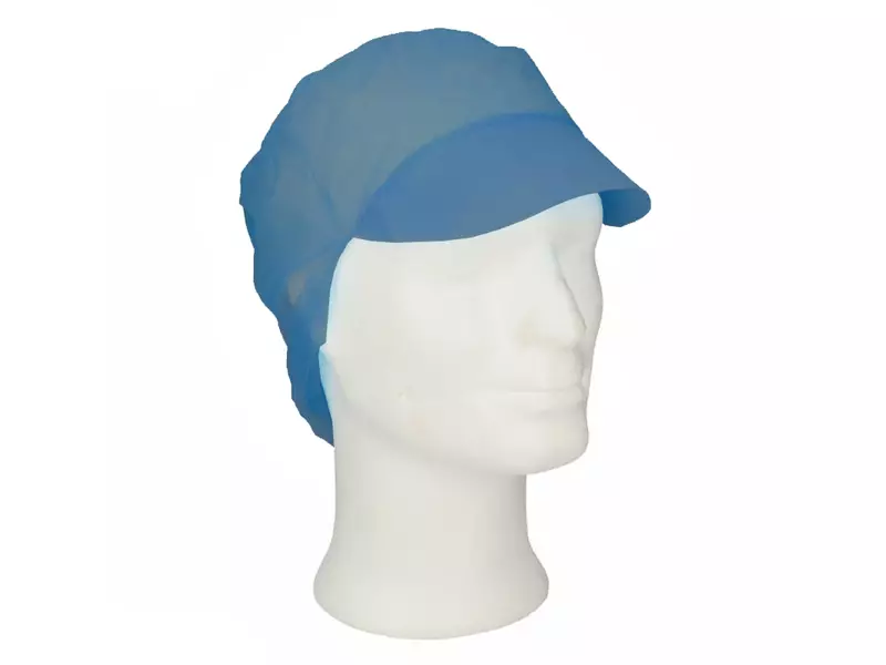 Disposable hairnet snood with visor non-woven polypropylene dark blue size L