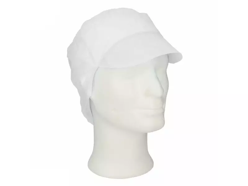 Disposable hairnet snood with flap non-woven polypropylene white size L