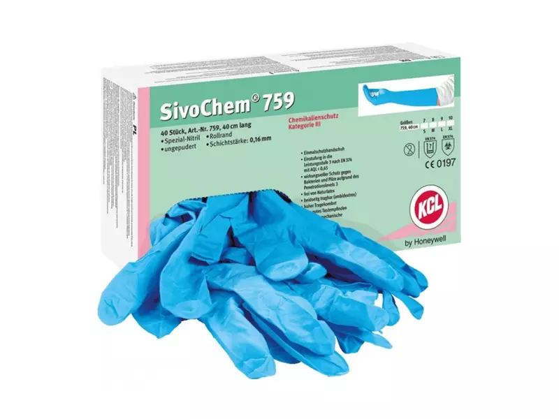 Gant jetable en nitrile KCL SivoChem 759 résistant aux produits chimiques, taille 10