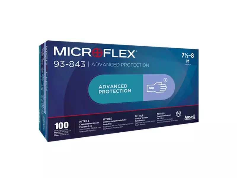 Ansell Microflex 93-843 disposable handschoen nitril chemiebestendig maat 5,5-6