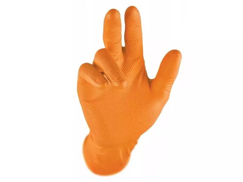 Gant jetable en nitrile Grippaz 246OR résistant aux produits chimiques, 240 mm, orange, taille 7