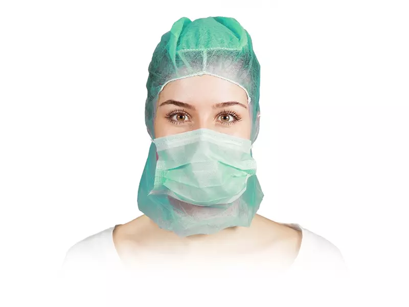Hycare disposable Astrocap 2-layer face mask non-woven polypropylene green