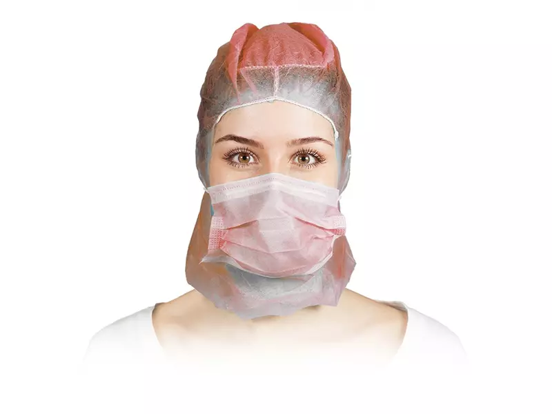 Hycare disposable astrocap 2-laags mondmasker non-woven polypropyleen rood