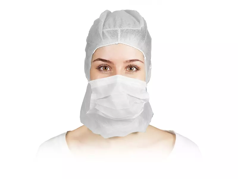Hycare disposable astrocap 2-laags mondmasker non-woven polypropyleen wit