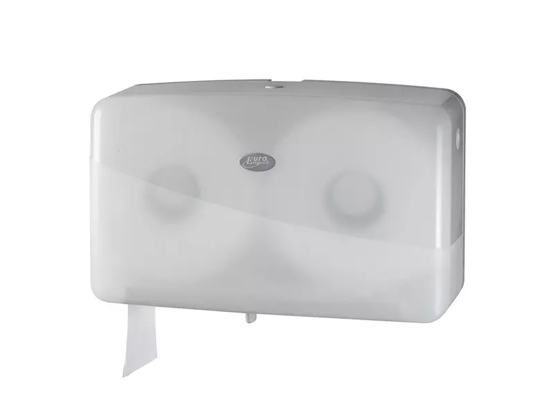 Euro Products Pearl White Duo Mini Jumbo toilet roll dispenser