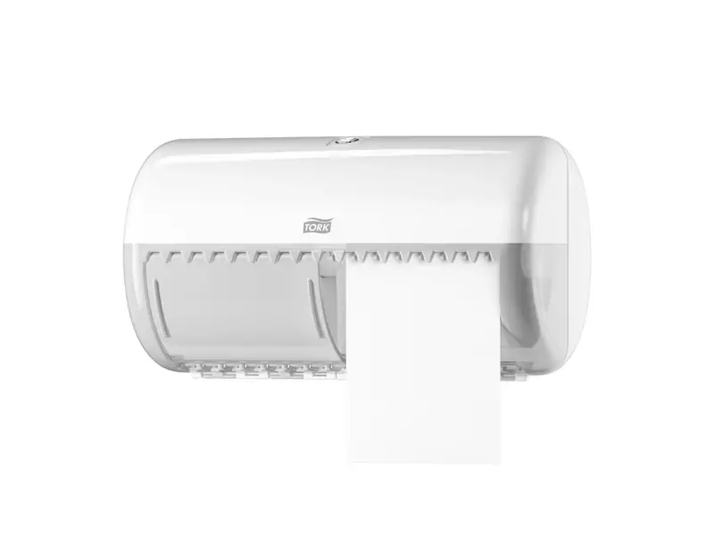 Distributeur de papier toilette double Tork 557000, modèle traditionnel T4 blanc