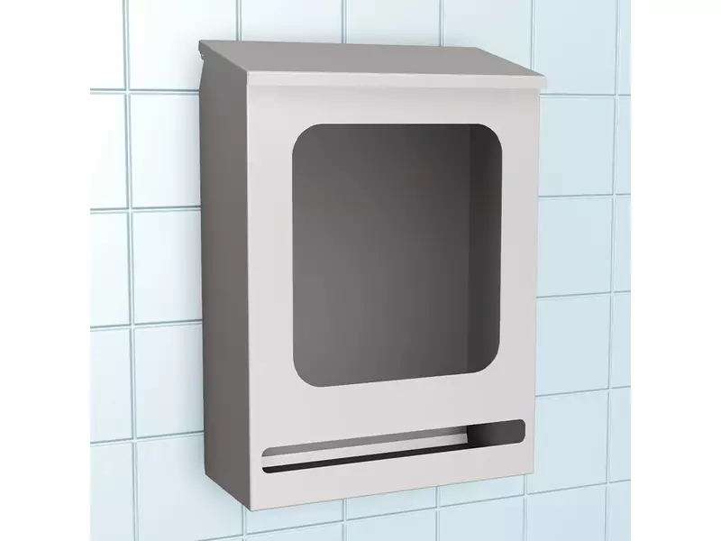 Stainless steel dispenser with viewing window for disposable hairnets
