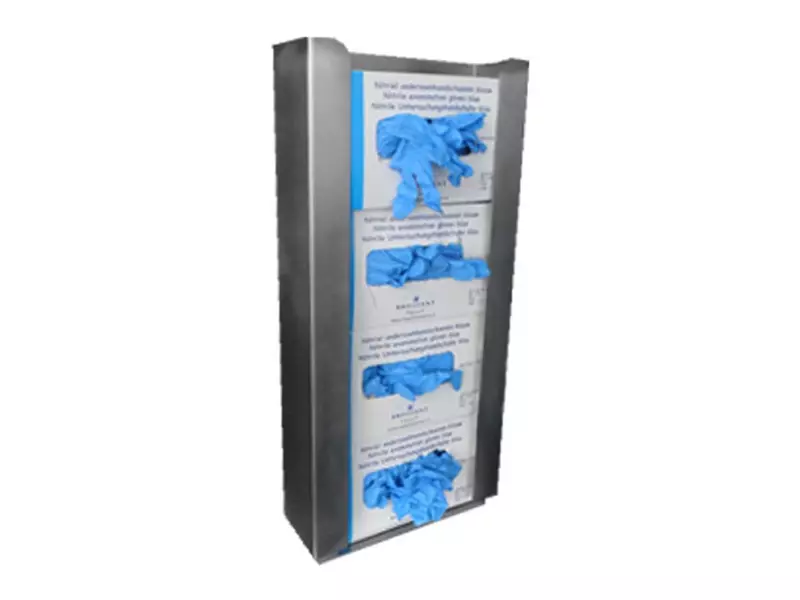 Stainless steel vertical glove dispenser for 4 dispenser boxes