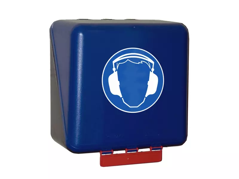 Boîte de rangement pour protection auditive Brady, format moyen, 236 x 225 x 125 mm, bleue