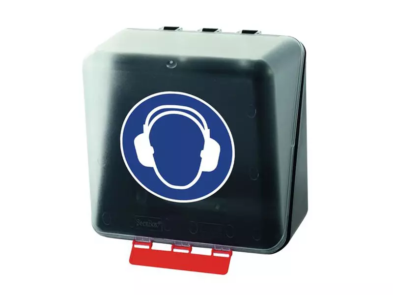 Boîte de rangement pour protection auditive Brady, format moyen, 236 x 225 x 125 mm, transparente