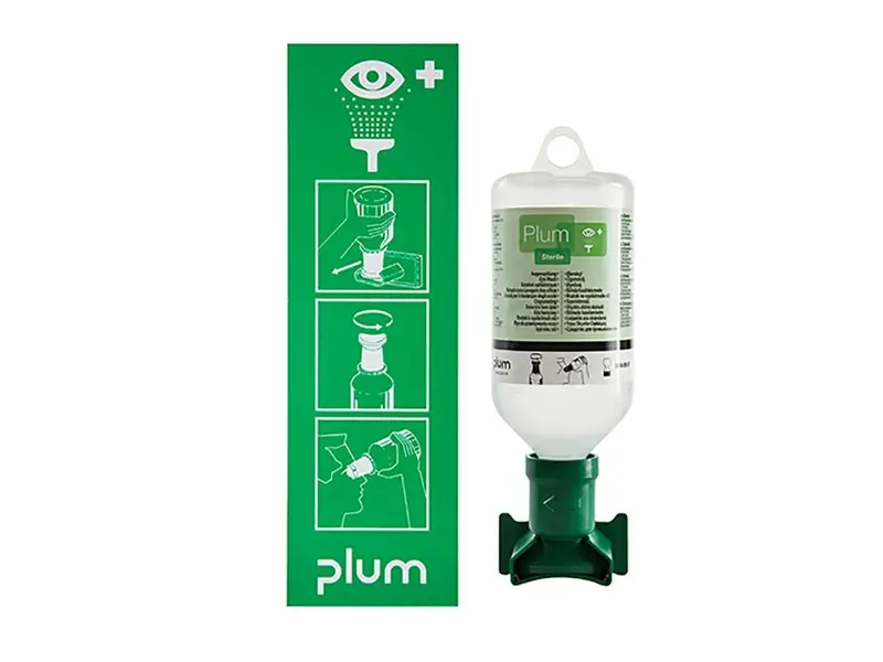 Plum 4611 eye wash station with sterile sodium chloride eye wash bottle 500 ml