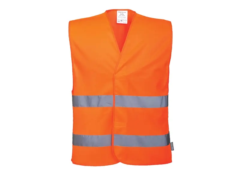 Gilet de sécurité Portwest C474 haute visibilité à deux bandes, orange fluorescent, taille L/XL