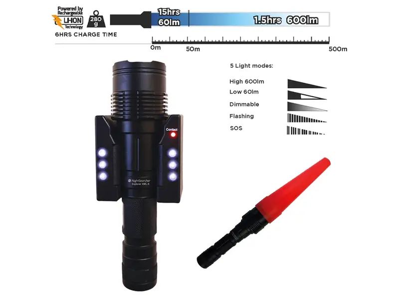 Nightsearcher Explorer XPL-C LED handheld flashlight rechargeable