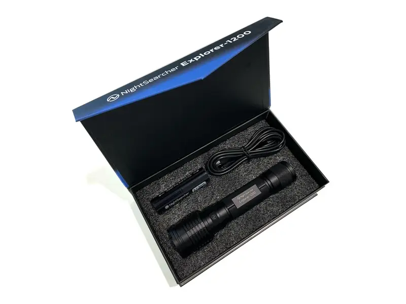 NightSearcher Explorer 1200 LED flashlight USB rechargeable
