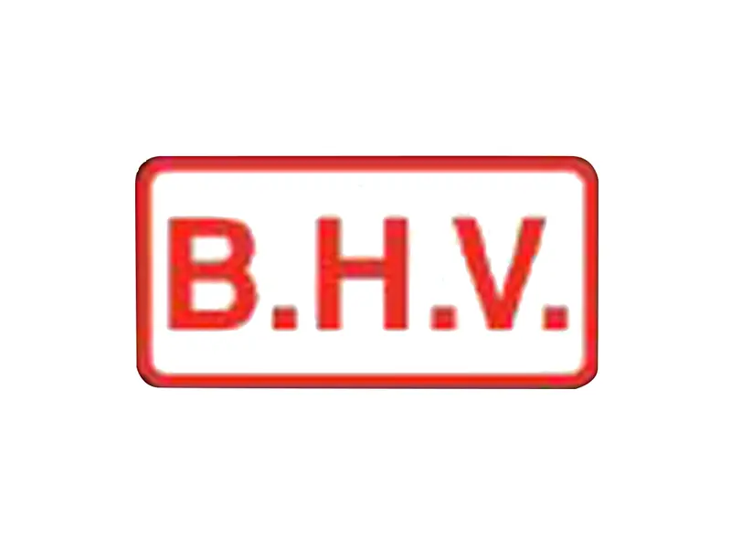 Helmet emblem Ready Ply BHV 80x40 mm red on white