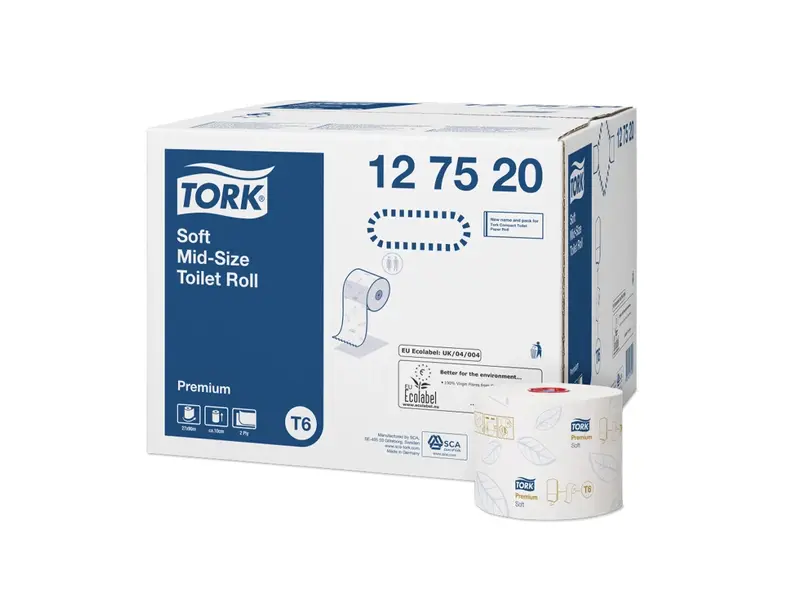 Papier toilette doux Tork, format moyen, 2 plis, T6 Premium blanc