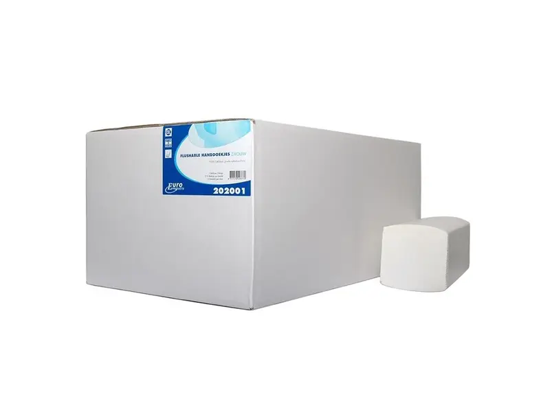Euro Products handdoekpapier Z-vouw cellulose flushable 2-laags 215x250 mm wit