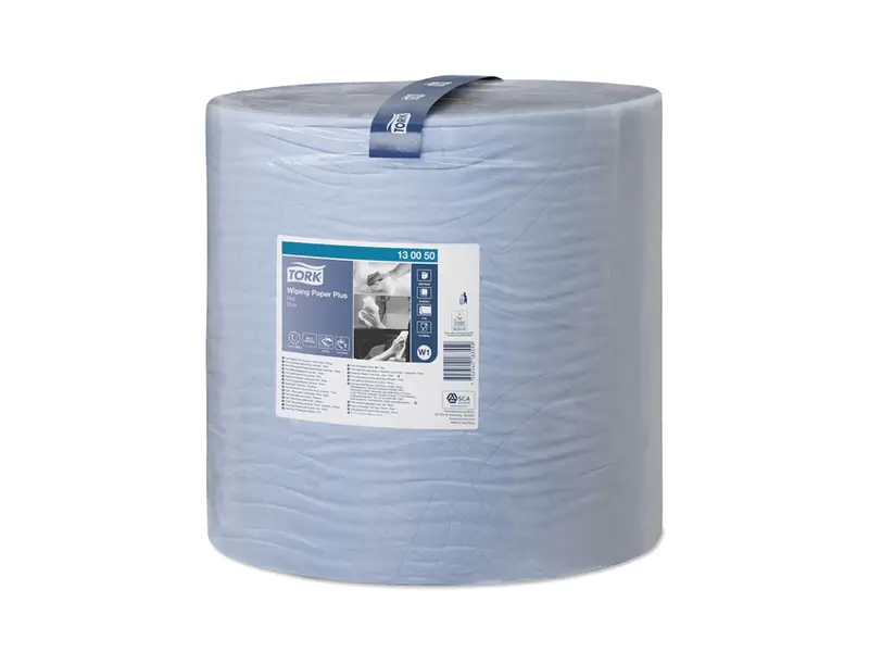 Tork Wiping Plus W1 poetsrol industrie 2-laags 510 meter blauw