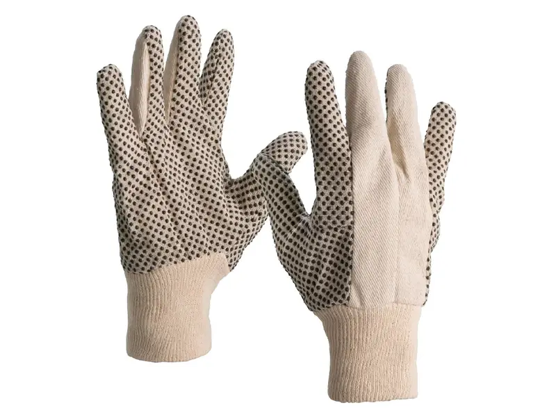 Cotton gloves with PVC polka dots, general use