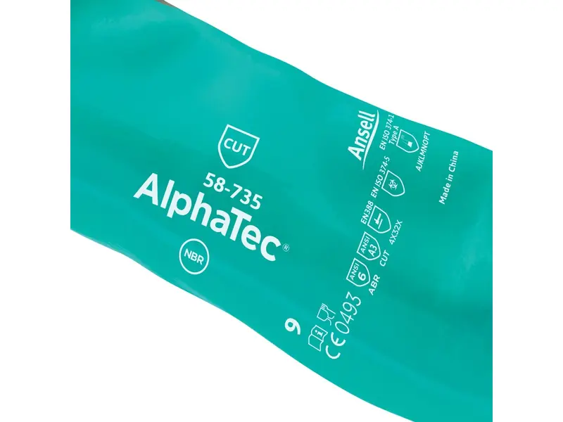 Gant en nitrile Ansell AlphaTec 58-735, résistant aux coupures et aux produits chimiques, taille 11