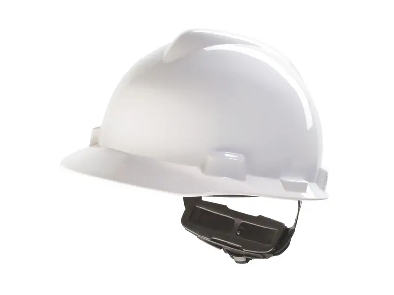 Casque de sécurité MSA V-gard 4 points textile à molette rotative blanc