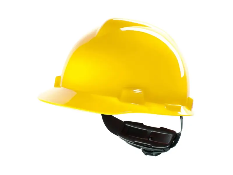 Casque de sécurité MSA V-gard 4 points textile à molette rotative jaune