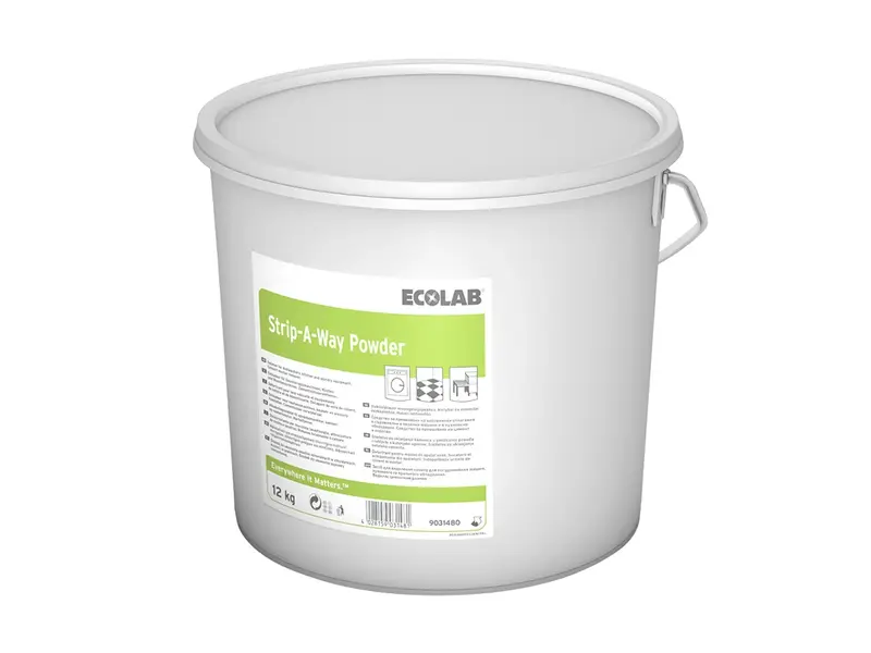 Nettoyant pour sols en poudre Ecolab Strip-A-Way, pour dépôts de chaux et de ciment, 12 kg