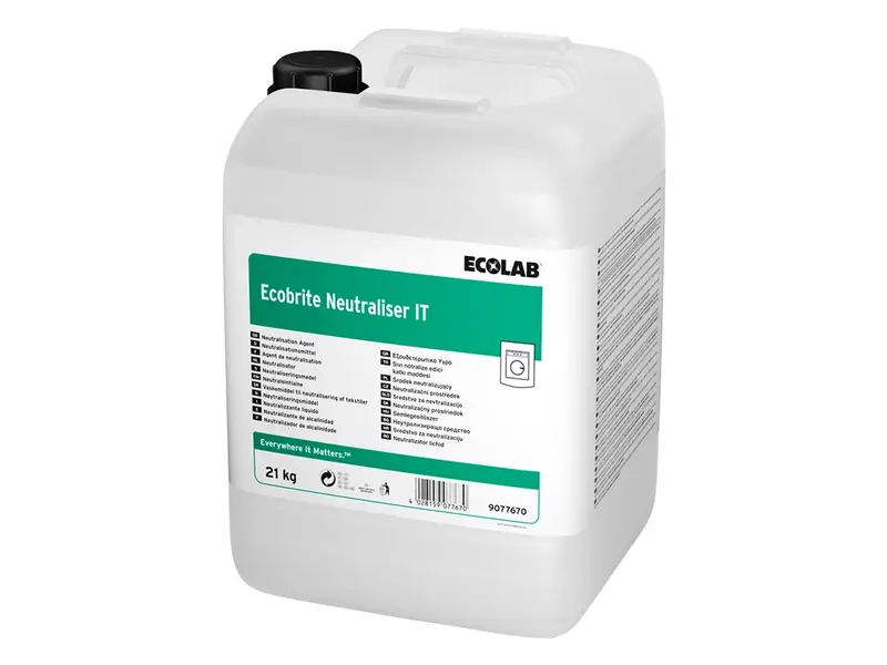 Ecolab Ecobrite Neutraliser, adoucissant textile en bidon de 21 kg