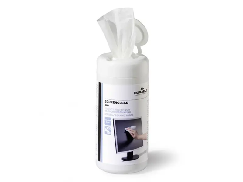 Durable Screenclean Box cleaning wipes IT equipment white 12x100 pcs