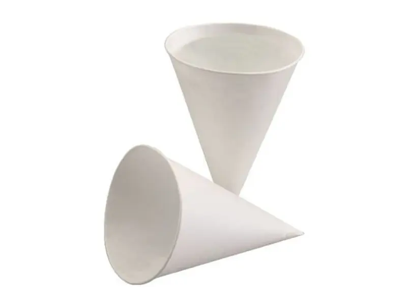 Drinkbeker suikerriet-papier watercone ø70x95 mm 100 ml wit
