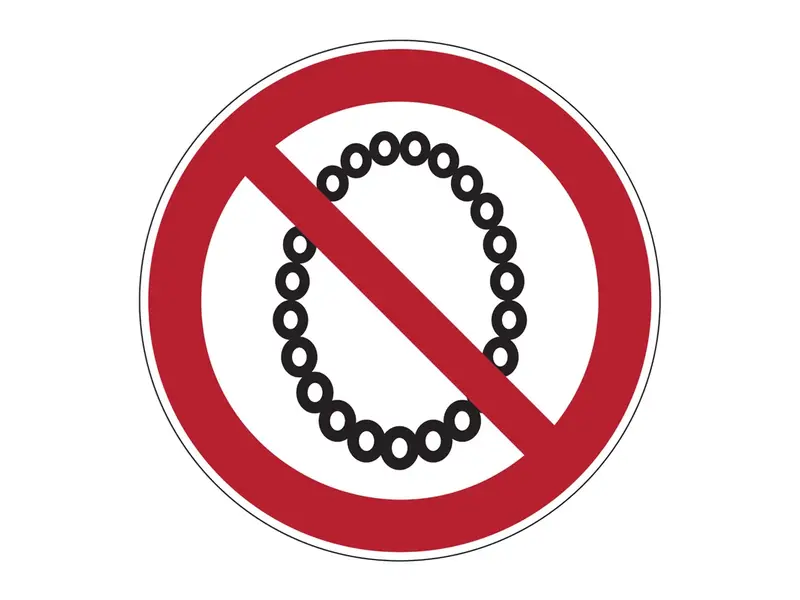 Sticker verboden halskettingen te dragen PIC 648 ø200 mm