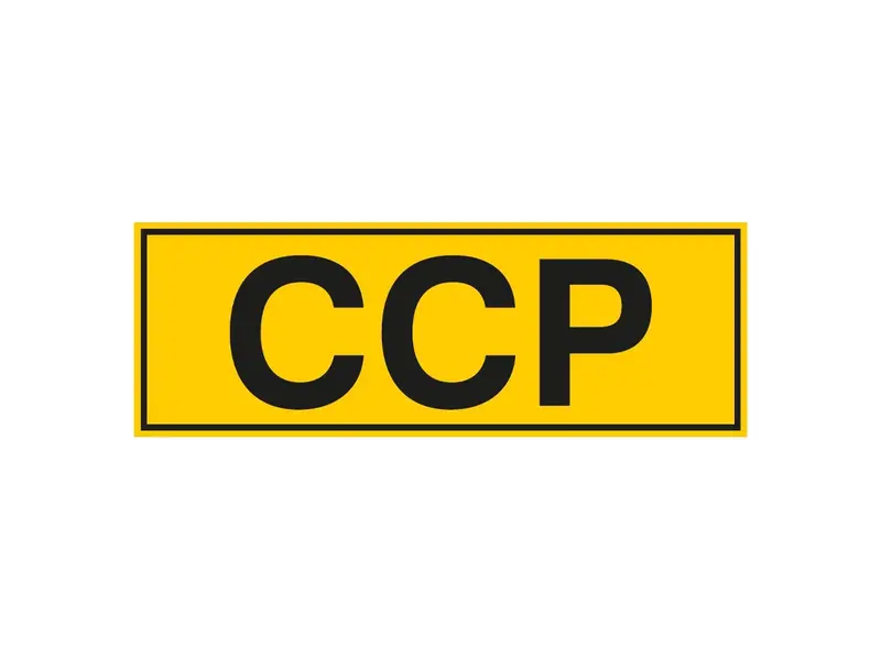 Autocollant Brady jaune avec texte noir « CCP » 300 x 105 mm