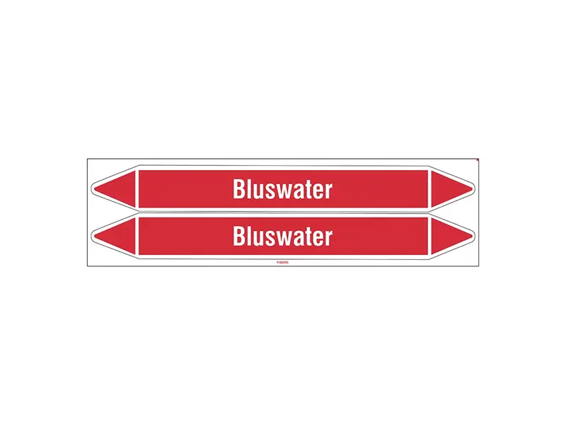 Leidingmerker bluswater 450x52 mm B-7541 wit op rood