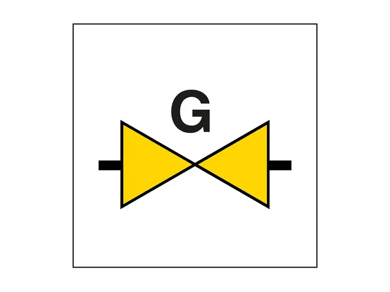 Étiquette d'emplacement de la vanne de gaz PIC 1010 100x100 mm