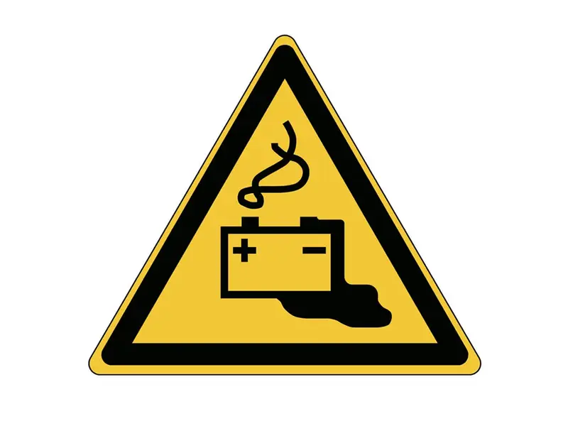 Sticker warning hazards from battery charging W026 200 mm